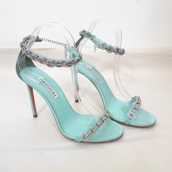 Worn once Aquazzura Love Link Crystal Embellished Heels - Picture 4 of 10
